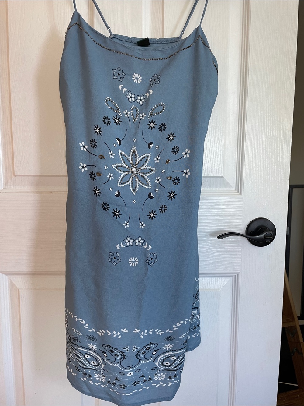 wild fable Blue Floral Embroidered Slip Dress